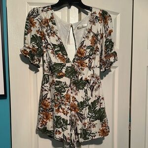 Floral Leaf Print‎ Romper